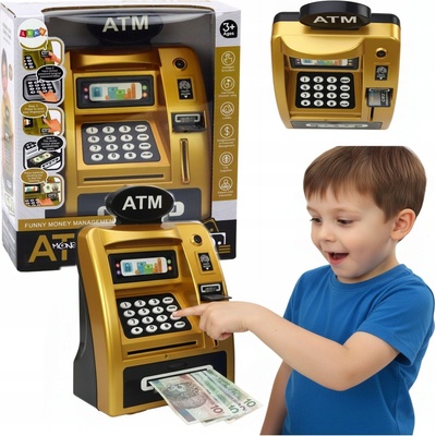 Lebula pokladnička bankomat trezor černo zlatý pin zvuk