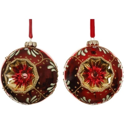NENURODYTA_V Vánoční hračka na stromeček Decoris Vintage, červená, skleněná