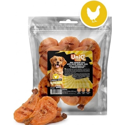 Uniq Pets Dog Snacks Meaty BBQ Chicken Legs лакомства за кучета с пилешко и бял сусам, 500 г