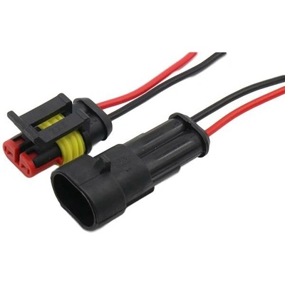 Vodotěsný elektrický konektor, Samice, Samec, 2 PIN, Červená, Černá