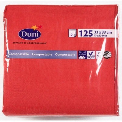 Duni servítky papierové červené 2V 33cm 125ks