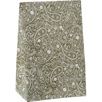 Ib Laursen Papírový sáček Paisley Green 28,5 cm – set 5 ks, zelená barva, papír
