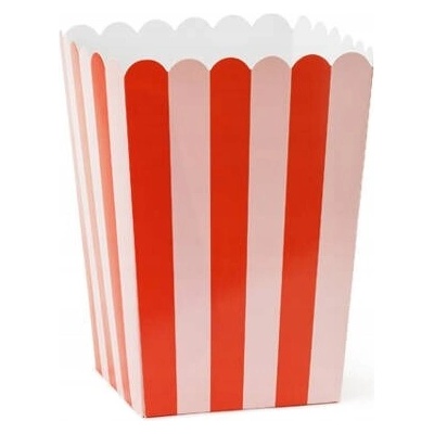Krabičky na popcorn Party Deco 11x11x15,5 cm ružovo-červené pruhy