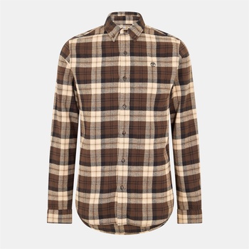 Timberland Men's Long-Sleeve Check Patterned Shirt - Choco Brown