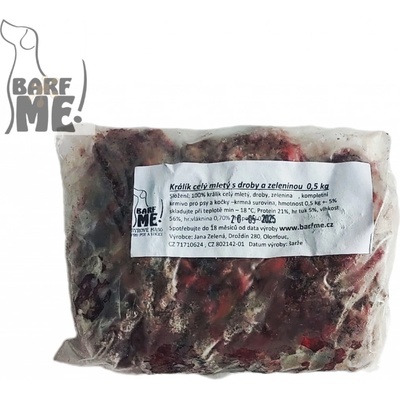 Barf Me! Králík celý mletý s droby a zeleninou 0,5 kg