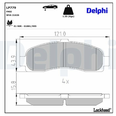 Sada brzdových platničiek kotúčovej brzdy DELPHI LP779