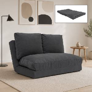TopMebel Тапициран двоен диван Taida TopMebel с функция за сън в сив цвят 120x80x70cm