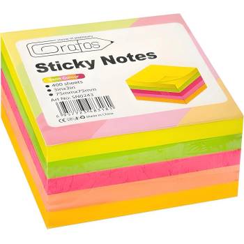 Grafos Самозалепващо кубче 75х75мм микс неон, 400л