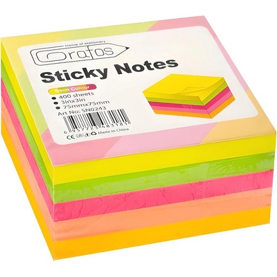 Grafos Самозалепващо кубче 75х75мм микс неон, 400л