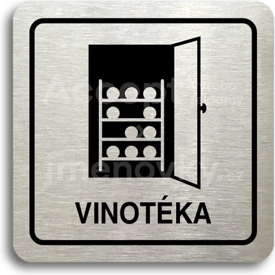 ACCEPT Piktogram vinotéka - stříbrná tabulka - černý tisk