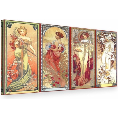 Papilora Obraz na plátně 1 část ČTYŘI ROČNÍ DOBY - Alfons Mucha 000 REP004 - 120x70 cm – Hledejceny.cz