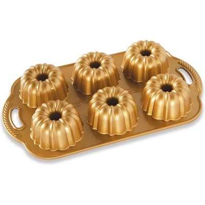 Nordic Ware forma na 6 malých bábovek Anniversary Bundlette zlatá 6x200 ml