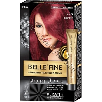 Belle'Fine Боя за коса Belle'Fine, 7.65 Ruby Red, p/n BF-16307.65 - Крем-боя за коса с провитамин B5, червен рубин (BF-16307.65)