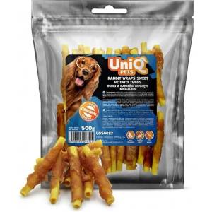 Uniq Pets Dog Snacks Duo Rabbit Wraps Sweet Potato Tubes - лакомства за кучета със заешко и сладък картоф, 500 г
