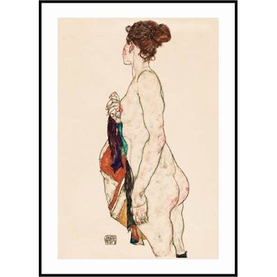 Jen tak z lásky Plakát Egon Schiele - Stojící nahá žena se vzorovaným županem Rozměr plakátu: 30 x 40 cm