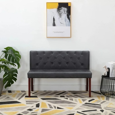 vidaXL Пейка, 120 см, сива, изкуствен велур (288574)