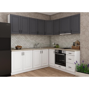 Ъглова кухня Soft Premier 8 МДФ бял и МДФ графит