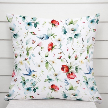 Biante TF-116 Akvarelové kvety s kolibríkmi na bielom 70 x 90 cm