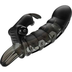 Pretty Love Cuper Penis Sleeve + Rabbit Vibrator Black