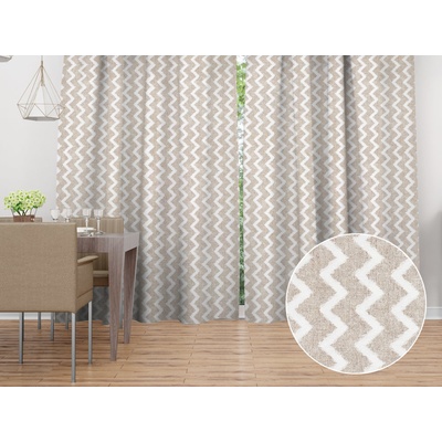 Biante Dekorační závěs Porto PRT-006 Režný cik-cak - šířka 270 cm 270x150 cm