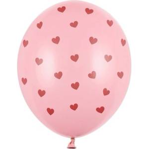 Party Deco Латексови Балони Пастел, Розови на Червени Сърца, 30см (sb14p-278-081j)