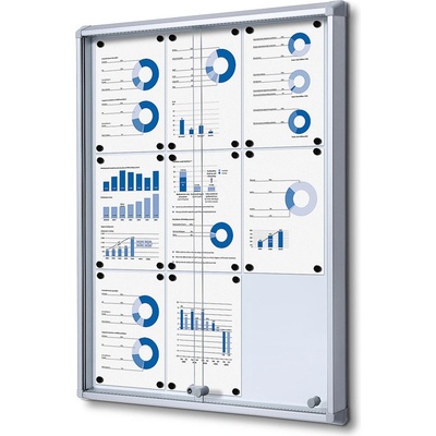 Jansen Display Interiérová vitrína 9xA4, posuvné dveře, metalová záda, 720 x 982 mm