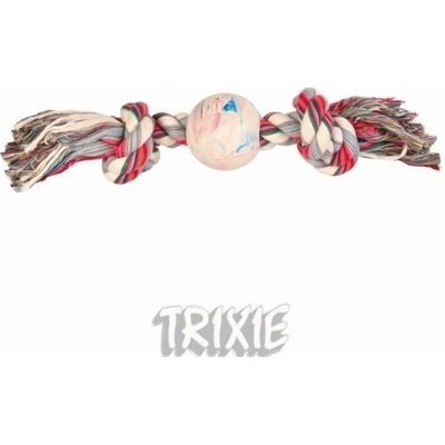 Trixie Bavlněná činka s míčem z tvrdé gumy 36 cm/7 cm