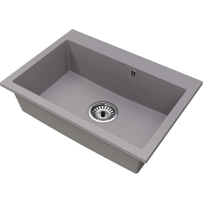 DobreSny Granitový dřez Elite šedý + sifon chrom 70 x 50 x 21 cm