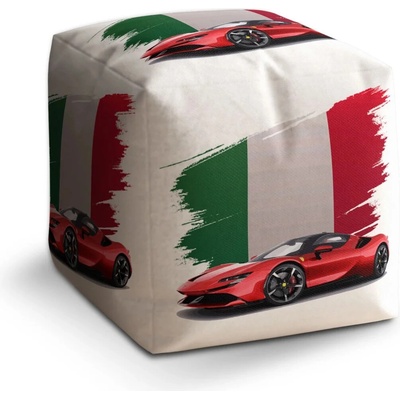 Sablio Taburet Cube Ferrari Talianska vlajka: 40x40x40 cm