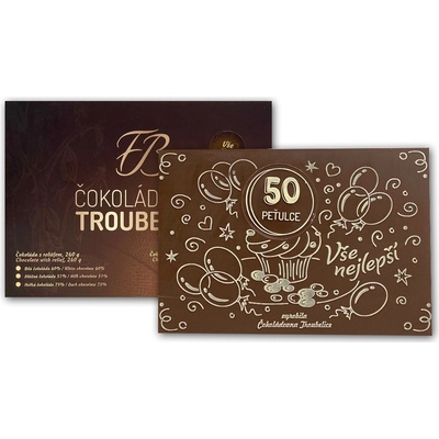 Čokoládovna Troubelice s reliéfem NAROZENINY + VLASTNÍ TEXT bílá 40% 240 g