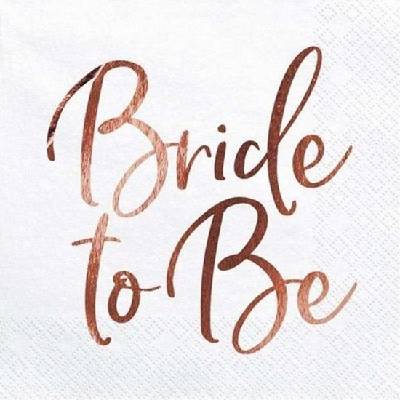 PartyDeco ubrousky Bride to be RŮŽOVO-ZLATÉ 33x33cm