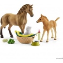 Schleich 42432 Set žriebä a Quarter kôň so šteniatkom a doplnkami