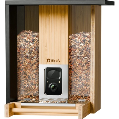 Birdfy Smart krmítko pro venkovní ptactvo Bamboo Solar Lite s kamerou a solárním panelem 27,9 x 27,9 x 30,5 cm