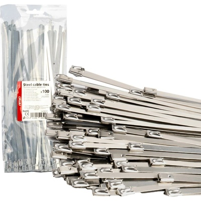 Amio 04322 Nerezové sťahovacie pásky 4,6 x 250 mm 100 ks