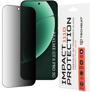 Techsuit Стъклен протектор за Realme GT 8 Pro - 111D Privacy Full Glue - Techsuit - Черен