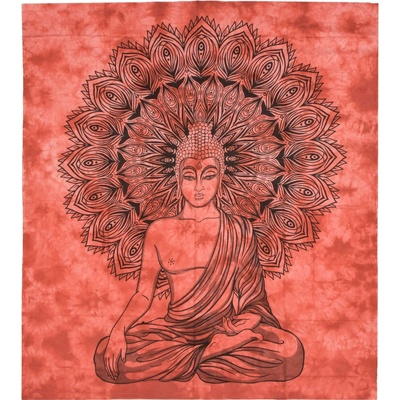 Sanu Babu přehoz na postel s tiskem Buddha černo-červený 200 x 230 cm