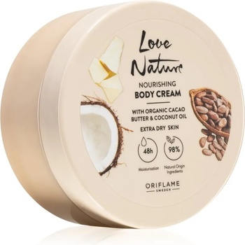 Oriflame Love Nature Cacao Butter & Coconut Oil подхранващ крем за тяло с хидратиращ ефект 200ml