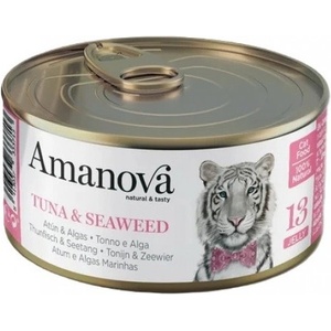 Amanova cat can 13 tuna seaweed - консерва за пораснали котки от всички породи, с Риба тон и морски водорасли - 70 гр, Испания - 33371