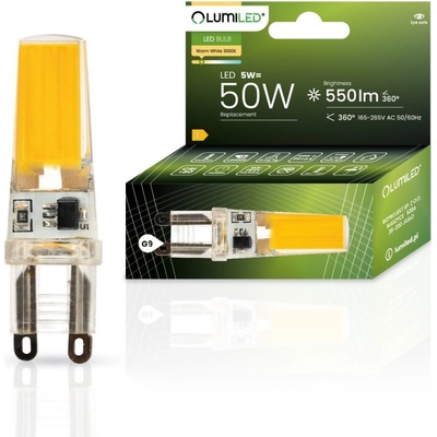 Lumiled LED žiarovka G9 kapsula 5W = 50W 550lm 3000K Warm 360° COB