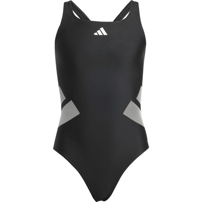 Adidas Детски бански костюм adidas Kid's 3 Bar Logo C-Back Suit Swimsuit - Black / White - размер 152 (EU) (750-2929-0115)