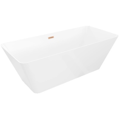 Mexen Velo Slim свободностояща вана 170 x 75 см, бяла, преливна четкана мед - 52811707500-65 (52811707500-65)