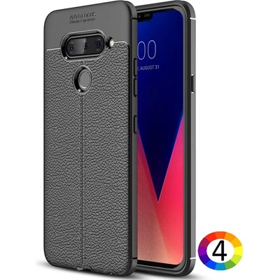 LG V40 ThinQ Удароустойчив Litchi Skin Калъф и Протектор