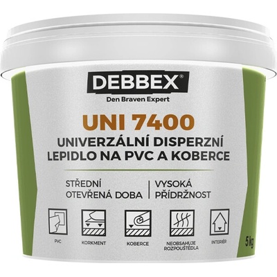 DEBBEX Univerzální disperzní lepidlo na PVC a koberce UNI 7400 5 kg kbelík světle béžová