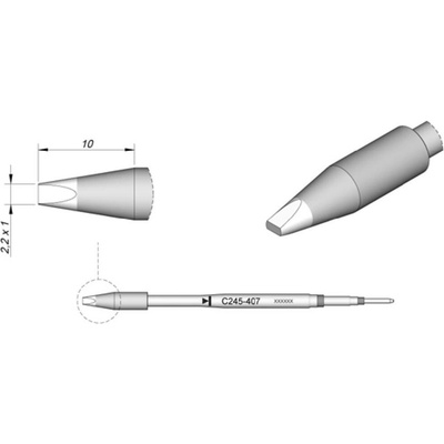JBC Tools C245407 spájkovací hrot dlátová forma, rovná Veľkosť hrotov 1.0 mm Dĺžka hrotov 10 mm Obsah 1 ks