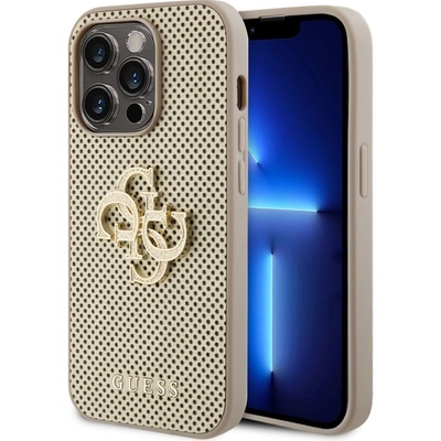 GUESS Калъф GUESS, PU Perforated 4G Glitter Metal Logo за iPhone 15 Pro Max, GUHCP15XPSP4LGD, Златист (GUHCP15XPSP4LGD)