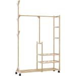 vidaXL Закачалка за дрехи с рафтове и колелца, 100x38x175, 5 см, бамбук (4008919)