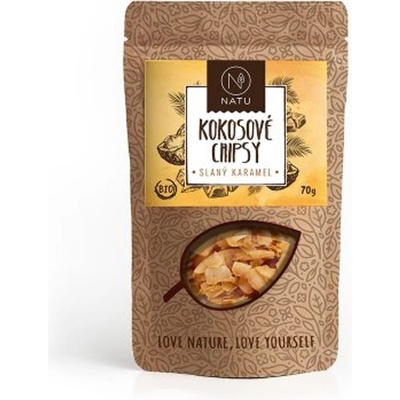 NATU Kokosové chipsy BIO slaný karamel 70 g