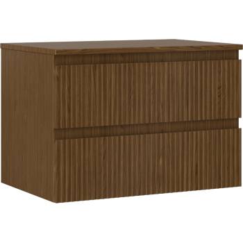 Mexen Rivel баня шкаф за умивалник 70 см с плот, 2 чекмеджета, рифел, орех - 91A20-07047-2-BFFC86 (91A20-07047-2-BFFC86)