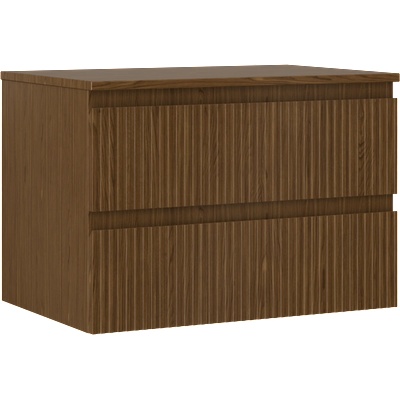 Mexen Rivel баня шкаф за умивалник 70 см с плот, 2 чекмеджета, рифел, орех - 91A20-07047-2-BFFC86 (91A20-07047-2-BFFC86)