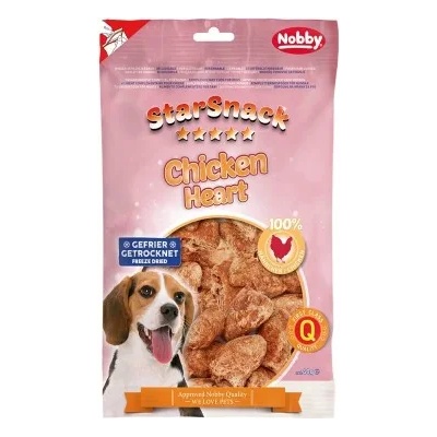 NOBBY Лакомство StarSnack сушени пилешки сърца - 100% пилешко месо и 3, 5% мазнини, изсушени чрез замразяване, 40 гр - NOBBY Германия - 50793